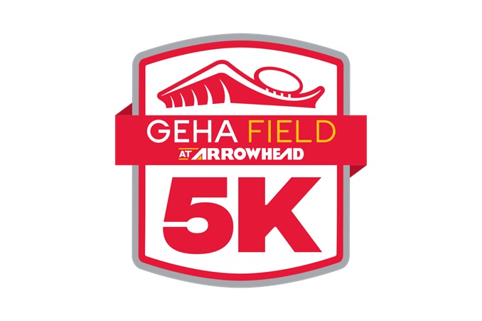 Graphic of GEHA Field at Arrowhead logo with 5K.