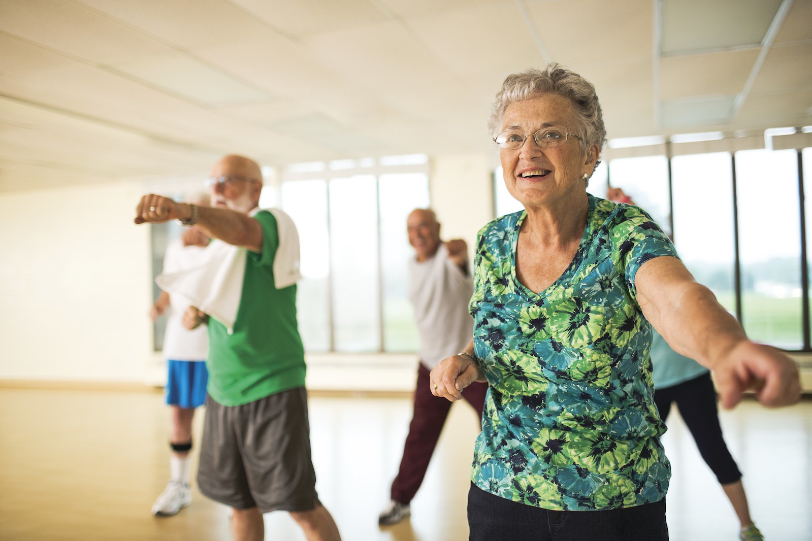 Active Older Adults working out in Greater Kansas City Y fitness program.